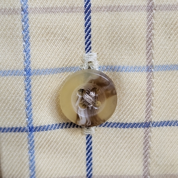 LL BEAN 100% Cotton Yellow Blue Check Pattern Button-down Short-sleeved, Size XL - Picture 4 of 7